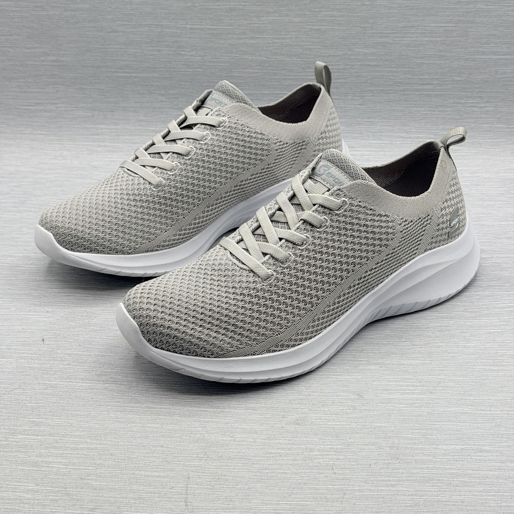Skechers Sport Women's 9.5 Gray Knit Slip On Sneakers Memory Foam Lightweight